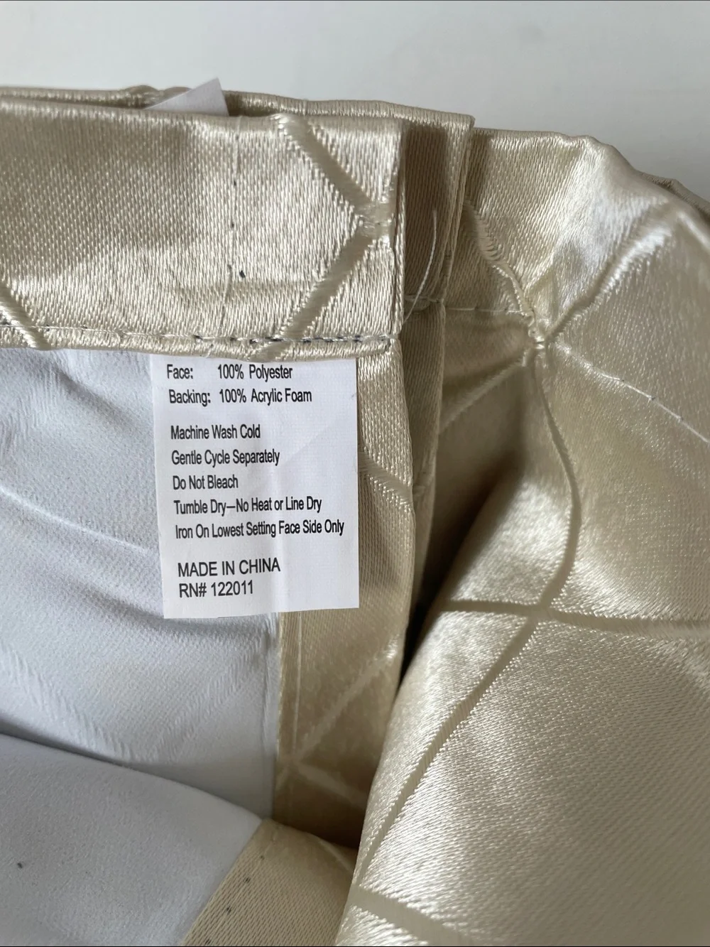 Unbranded 1 pair Diamond-Quilted Cream Curtain Panels 41 x 63 Lined NWOT